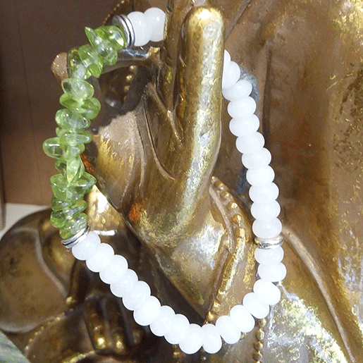 Bracelet jade blanc et péridot