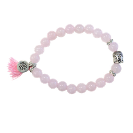 bracelet mala en quartz rose