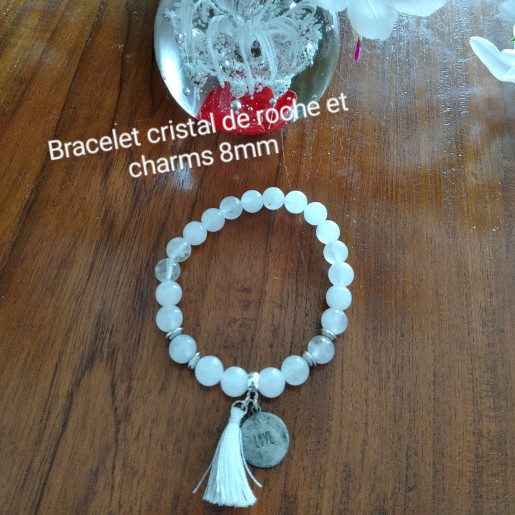 Bracelet cristal de roche et charms