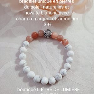 Bracelet howlite et pierre du soleil