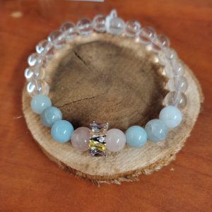 bracelet en morganite et cristal