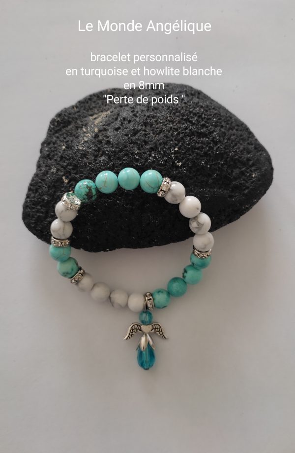 bracelet en howlite et turquoise et ange