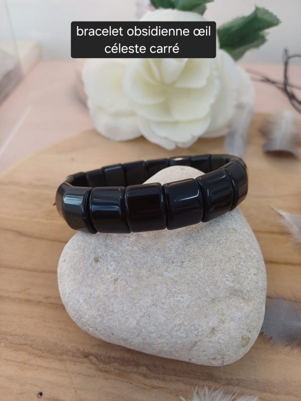 bracelet en obsidienne céleste carré
